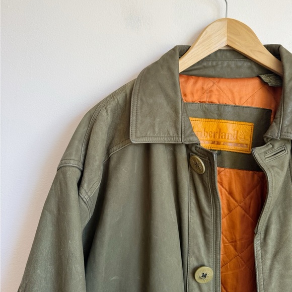 Vintage 1990s Timberland Cowhide Leather Oversized Long Coat - Picture 2 of 8